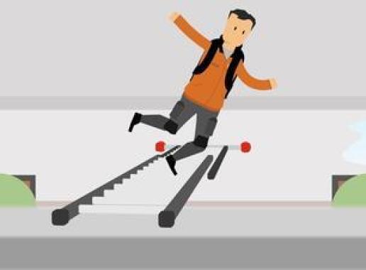 Screenshot animatie val van verplaatsbare ladder