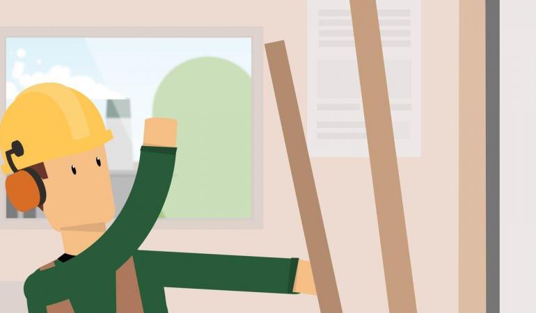 Screenshot animatie ongeval door omvallende voorwerpen