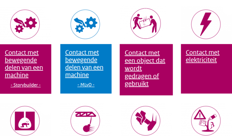 Screenshot van ongevalstypen iconen